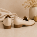 BRIURY Elegant Beige Loafers for Women – Gold Detail Slip-On Shoes